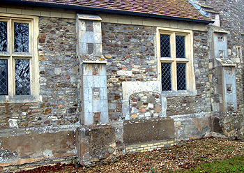 Blocked up door in the north wall of the nave December 2011